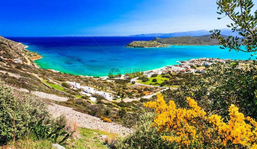 克里特岛自然景观希腊斯平隆加湾风景绿色旅行图片