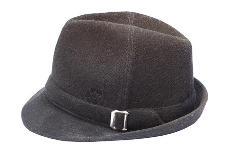 织物正式的过时在白背景上被孤立的旧帽子黑色Fedora黑色旧帽子图片
