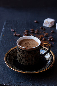 咖啡店阿拉伯土耳其咖啡和喜菜咖啡黑色的图片