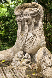 怪诞旅游雕刻印度尼西亚巴厘乌布德圣猴子森林好的背景