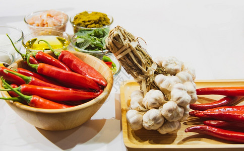 红色的美食炒泰国品烹饪素材亚洲菜料烹饪概念图片