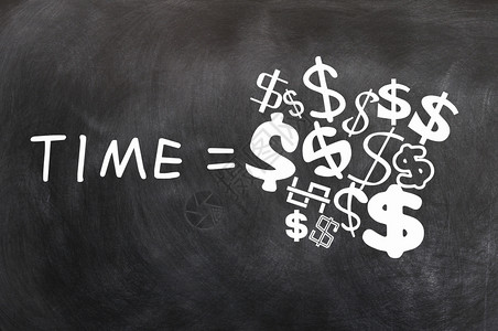 金融的经济时间是钱写在黑板上有各种美元符号金融图片