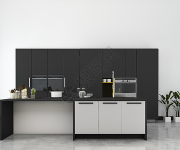3d提供白色最小模型厨房装有木质饰品建筑学干净的白色图片