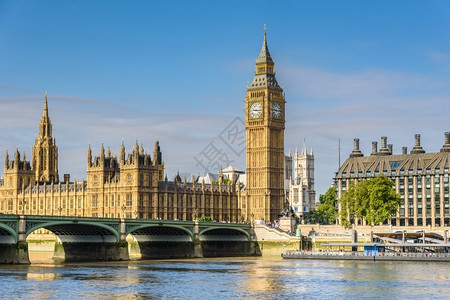 户外观光BigBen钟塔和议会大厦伦敦英国格兰首都图片