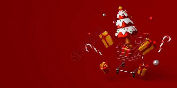 圣诞节购物喜庆的圣诞节和新年销售的圣诞横幅广告3插图6松树季节设计图片