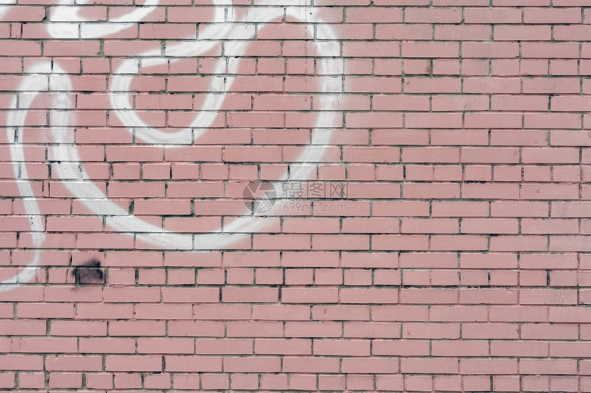 长方形质地外部的Grunge粉碎的红色油漆砖墙高详细图片