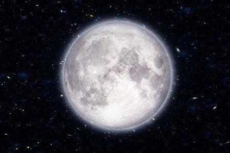 银河系背景的超级月亮美国航天局提供的图像元素经过幻想蓝色的图片