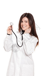 女医生用照片拍摄的白色孤立背景照片工作手术药物图片