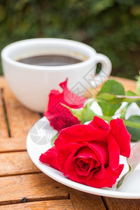 礼物浓咖啡红色的家庭花园黑咖啡杯股票照片图片
