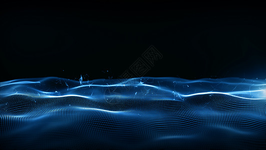 蓝闪蝶闪发光的用于技术通信或社交媒体背景的金蓝色数字微粒波和据网络连接摘要蓝金数字粒子波控制论的或者设计图片