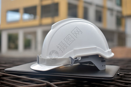 计算机笔记本建筑业背景的硬帽子安全承包商建筑师工作图片