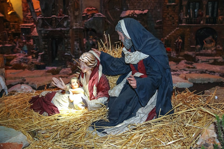宗教的父亲圣经诞现场基督玛丽和约瑟夫背景