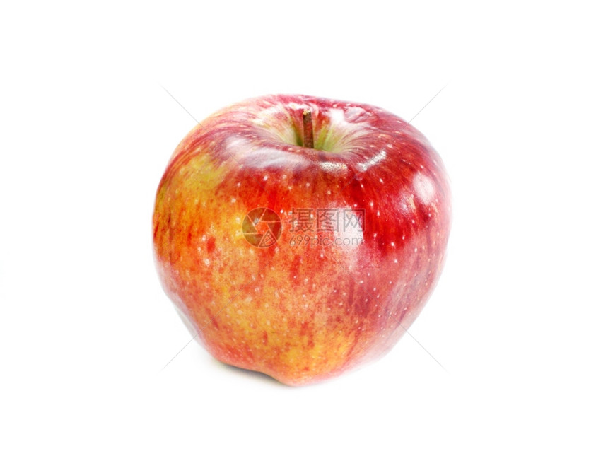 多汁的食物红色苹果水白底孤立于图片