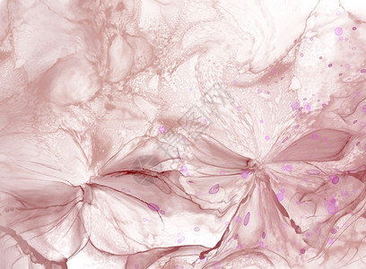 插图棕色的线条白彩抽象花朵艺术绘画背景的酒精墨粉法图片
