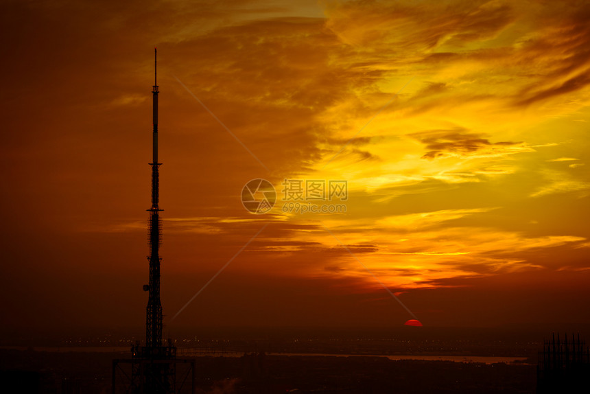 高的新纽约城市风景生动的日落天空纽约屋顶曼哈顿图片