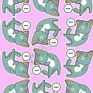 灰色的蓬松象征无缝可爱猫咪模式图片