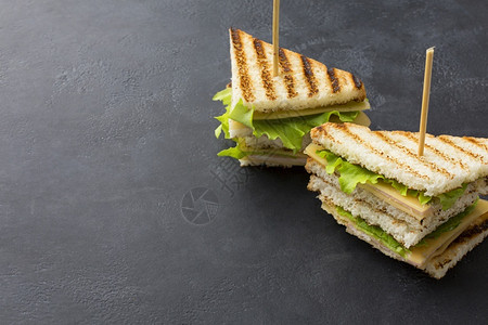 泡菜带复制空间的三明治俱乐部盘子熟食店图片