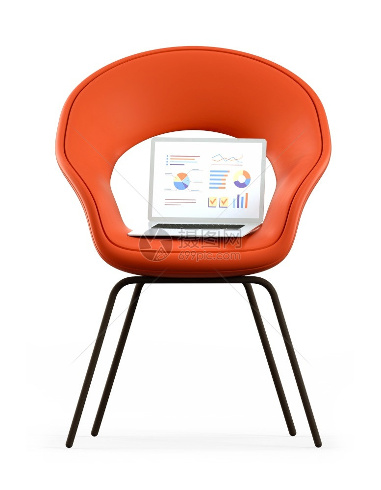 在舒适的椅子上打开膝型电脑在白色背景网站界面图表和分析统计数据上孤立无援照片来源httpwwworg使成为市场扶手椅图片