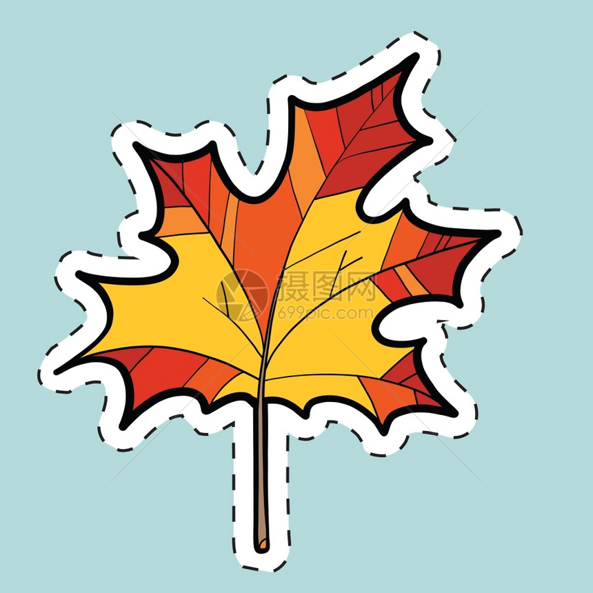 枫向量秋绿叶自然季流行艺术插图标签贴纸象征图片