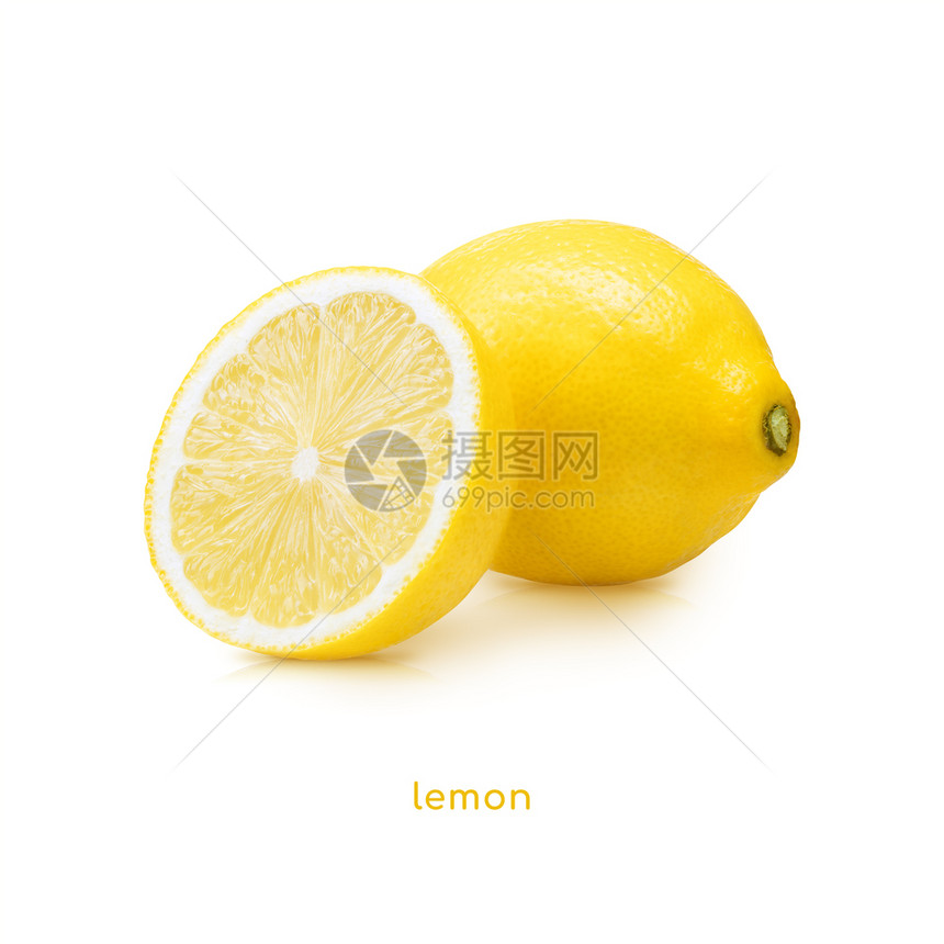 白色背景切开的柠檬图片