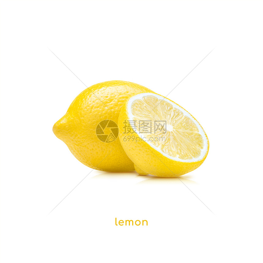 白色背景切开的柠檬图片