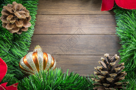 礼物木制背景的圣诞节装饰风格冬天图片