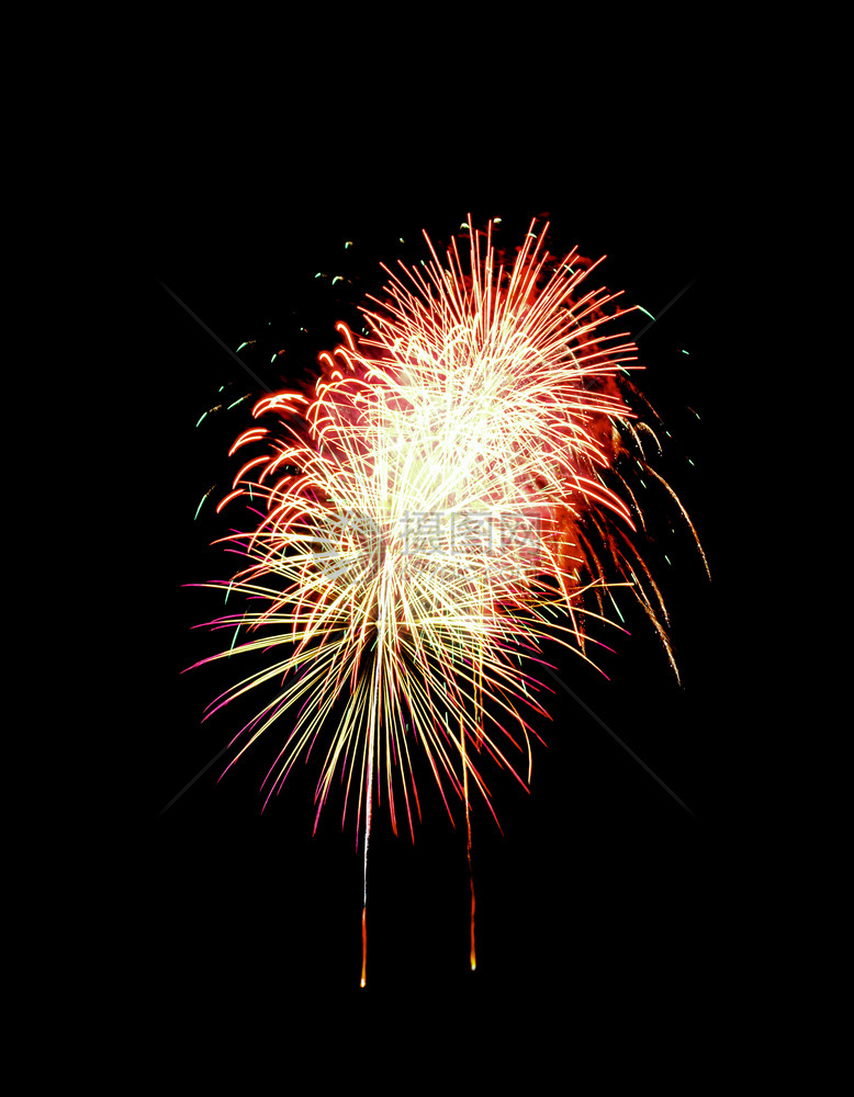娱乐抽烟金的庆祝节日彩色烟花在夜空中展示的美丽光辉新年和周纪念概新的一年和周纪念的概图片