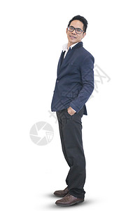 自然职业正式的站在白背景上成功亚洲人商业男高手图片