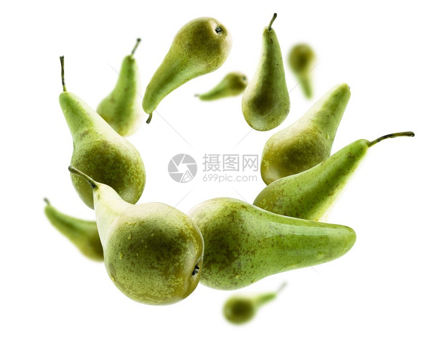 一种小吃绿色泥炭在白背景上飘浮绿色泥豆在白背景上飘浮水果图片