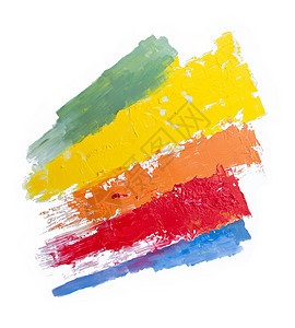 抽象绿色黄橙红和蓝水彩背景刷子艺术的图片
