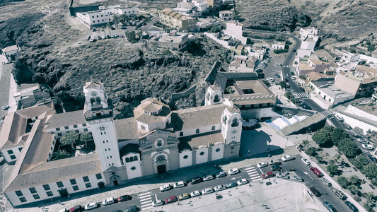 金丝雀镇假期从无人驾驶飞机对西班牙岛特内里费海岸线的空中观察图片