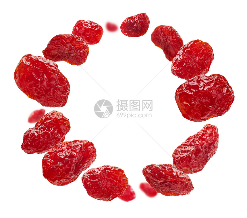 山茱萸圆圈飞行在白色背景上干燥的狗林草莓白色背景上干燥的狗林浆果图片