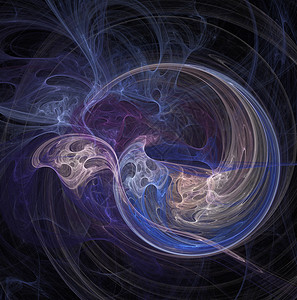 创造力分形抽象蓝色发光的圆形图能量张力权黑色背景的象征分形抽一个发光的圆形图能量权力的象征抽烟一种背景图片