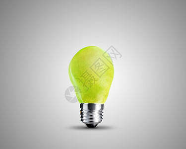 灵感营销绿色梨灯泡概念图象制作的灯泡活力高清图片
