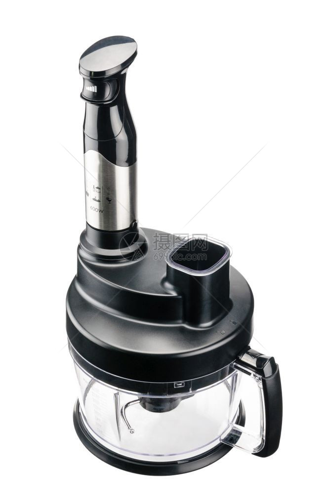黑色孤立的电手搅拌机其慢按钮和多种组合在白色背景上使用黑手搅拌机与多组合在白色背景上使用面团混合果汁图片