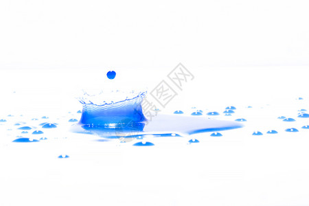 自然圆圈溅蓝水在白色背景下喷洒照片来自蓝色水上喷洒图片