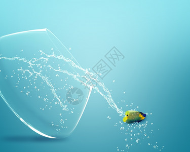 跳出鱼缸从鱼卵中跳出天使游泳喷移民设计图片