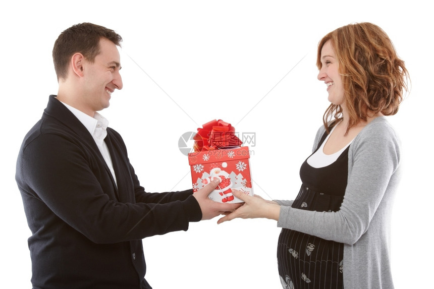 向怀孕妻子提供礼物给怀孕妻子送礼物供品女士红色的图片