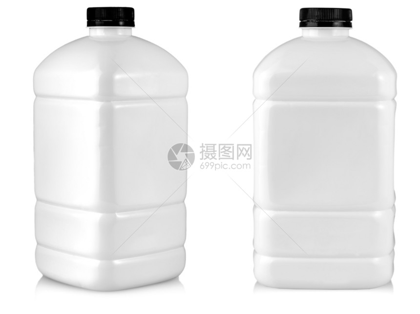桶白色背景上隔离的大型白色塑料瓶子气体垃圾图片