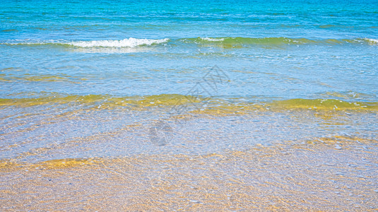 景观波纹夏季海滩有景和热带滩沙阳光明媚的天空晴图片