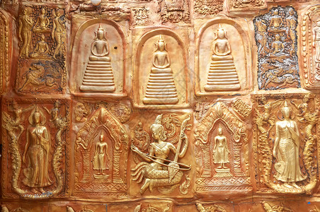 历史在泰国公共佛教寺庙的宗艺术和雕塑遗产笏图片