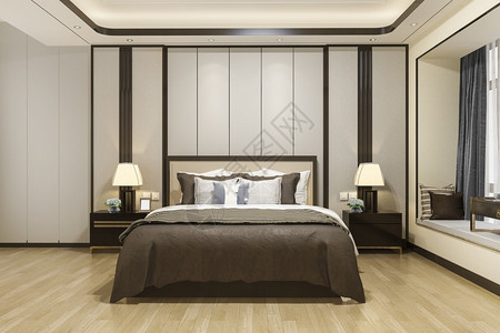 沙发枕头假期3d在酒店提供豪华现代卧室套房图片