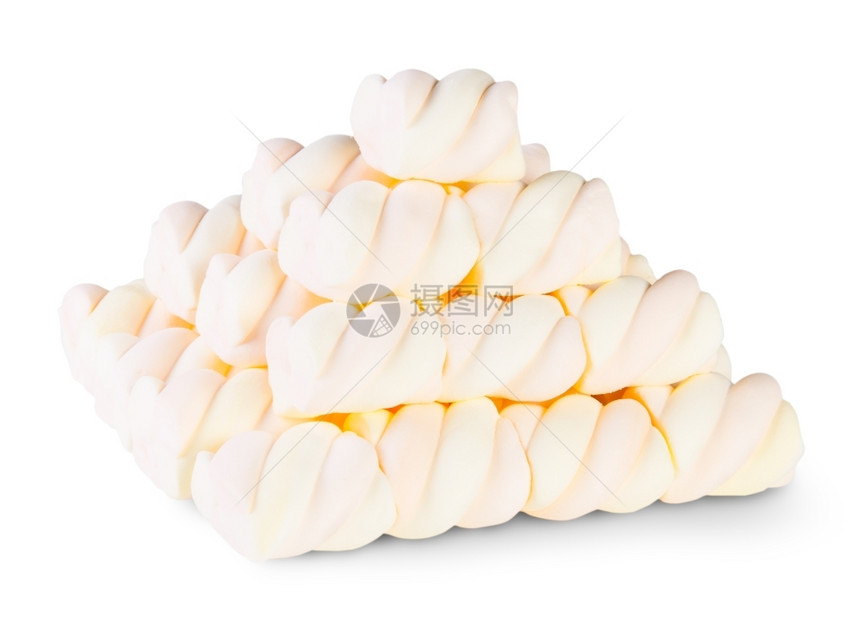 小吃团体白色背景上孤立的螺旋棉花糖金字塔厨师图片
