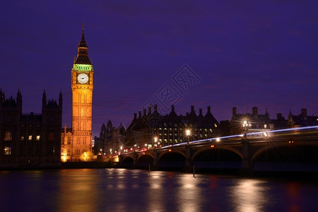 天空BigBen和WestMinister英国伦敦议会众院建筑学晚上图片