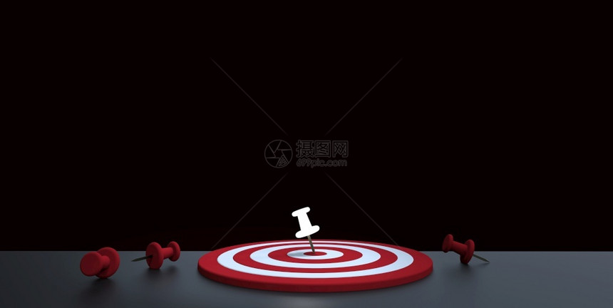 拇指游戏在黑暗背景目标中放置的Glowing缩图商业目标概念3D战略图片