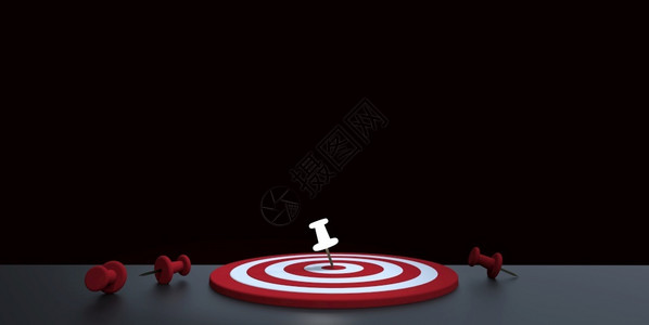 拇指游戏在黑暗背景目标中放置的Glowing缩图商业目标概念3D战略图片
