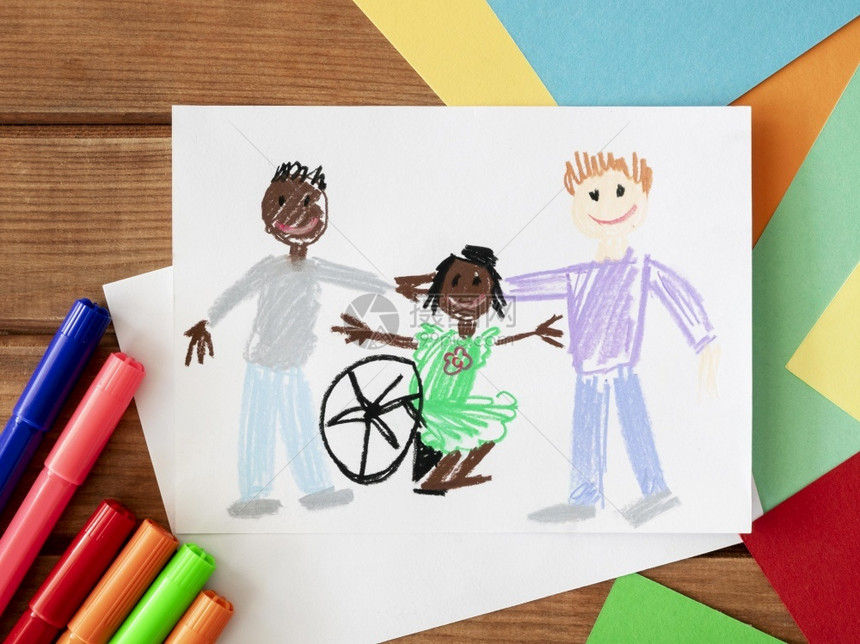手画的残疾儿童朋友有趣的特点草图图片
