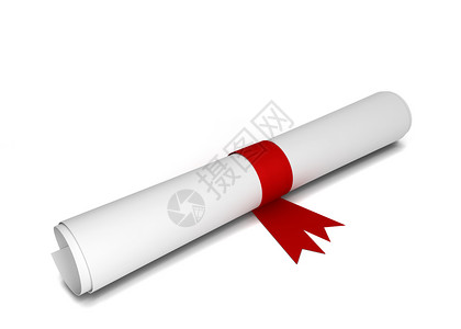 认证证书授权书白背景孤立的纸质文凭3d插图大学羊皮纸设计图片