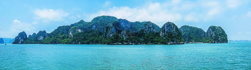 船越南东亚哈隆湾的全景水平越南语图片
