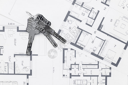 建筑蓝图规划的关键建筑设计图者钥匙圈住宅图片